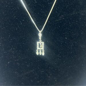 Dazzling 925 Sterling Silver CZ Pave Small‎ Chandelier Pendant & Necklace 18 in